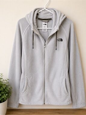 The North Face Women’s Gray Full Zip Fleece Hoodie Jacket Large